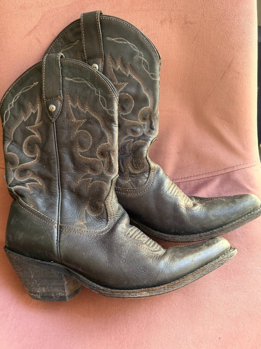 Women's Vintage Ariat Cowboy Boots, Brown Leather, Size 9.5